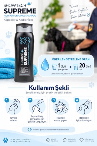 Showtech Supreme Yüksek Performanslı Köpek Ve Kedi Şampuanı 300 Ml - 20:1 Konsantre