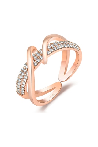 J357 Gold Plated Inlaid Fashion Index Finger Ring Rose Gold Çok Renkli