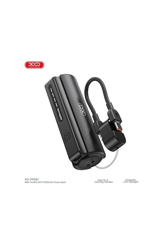 Pr281 İp 5000 Mah El Feneri Özellikli Type-c To Lightning Powerbank Şarj Aleti Beyaz