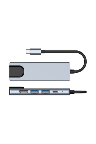 Maiyame Usb-c 5-in-1 Genişletme Dökümü - Hdmı 4k, Usb3.0, Usb2.0, Rj45 Ethernet, 87w Pd Şarj - Uzay Gri