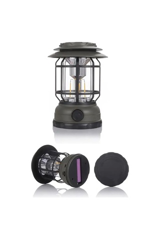 Usb Şarjlı Led Kamp Lambası - Bluetooth Müzik Çalar, El Feneri Ve Cep Telefonu Şarj Cihazı