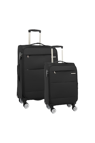 Louisiana Polo 2'li Valiz Seti Orta Ve Kabin Boy Lüx Kumaş Valiz Siyah 2082 Siyah