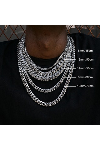 Relaxed Popüler Şifreli Yuvarlak Taşlama Zinciri Erkek Küba Zinciri Paslanmaz Çelik Hip-hop Kalın Zincir-19cm