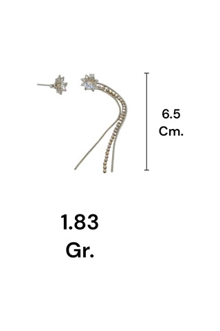 925 Ayar Gümüş Taşlı Çiçek Figürlü Asimetrik Çivi Model Küpe Modern Ve Zarif Tasarım Gümüş