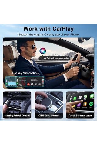 Maiyame Apple İphone İçin Kablosuz Carplay Dönüştürücü, Araç İçin Akıllı Multimedya Adaptörü, Siyah Kare Desenli, Usb/type-c Desteğiyle Kolay Kurulum