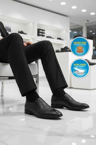 Ayakmod Premium Siyah Hakiki Deri Erkek Klasik Ayakkabı 696 M
