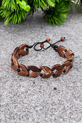 Erkek Kuka Bileklik Başak Model Bileğe Göre Ayarlanabilir Unisex Bt009 Kahverengi