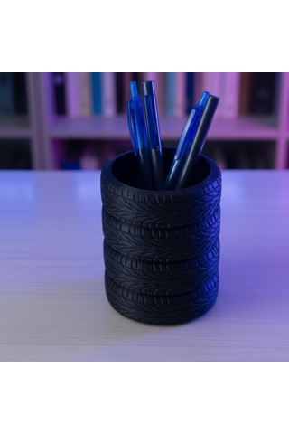 Lastik Kalem Tutucu, Kalemlik, Tire Shape Pen Holder, Şık Masa Üstü Pratik Organizer