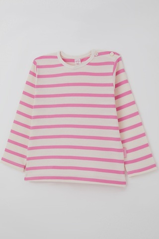 Breeze Kız Bebek Uzun Kollu Tişört Patlı Çizgili 9 Ay - 3 Yaş , Krem
