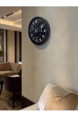 Atatürk Tasarımlı Siyah 36 Cm Premium Duvar Saati Renkli