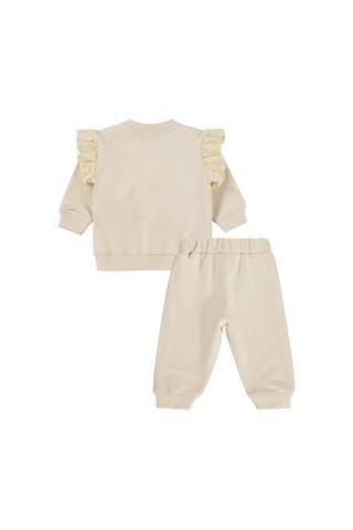 Civil Baby Çiçek Nakışlı Hırkalı 6-18 Ay Takım - Bej