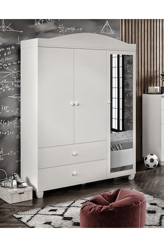 Torıno Aynalı 3 Kapaklı 2 Çekmeceli 8 Bölmeli Gardrop