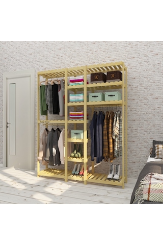 Tres Espejo - Açık Ahşap El Yapımı Elbise Dolabı Tornavida - Matk