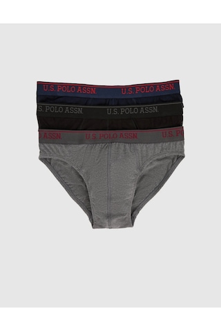 U.S. Polo Assn. Erkek Slip Don Siyah Gri İç Giyim 3 Lü Pamuk Çok Renkli