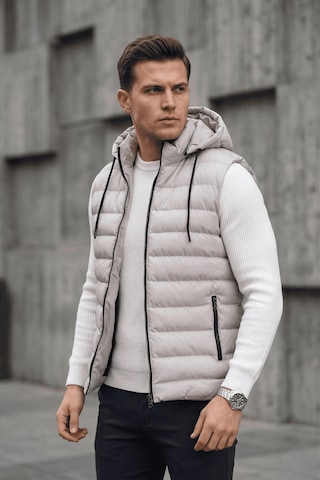 Yelly Slim Fit Fermuarlı Cep Detaylı Erkek Şişme Yelek - Çıkarılabilir Kapüşonlu & Astarlı Gri