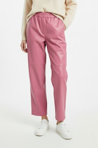 Mizalle Deri Görünümlü Pembe Jogger Pantolon Pembe