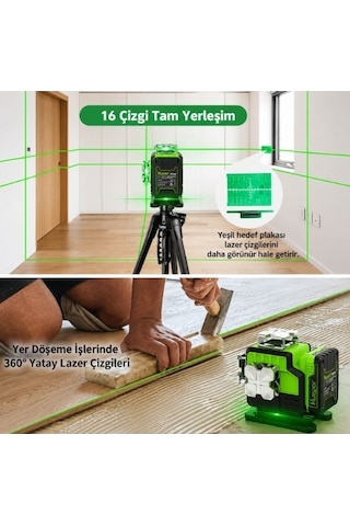 Huepar P04cg 4d Yeşil Lazer Seviyesi 4x360 Bluetooth Kontrollü Profesyonel Cihaz