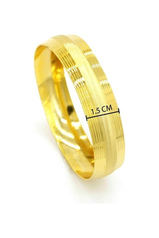 Altın Kaplama Dikey Çizgili Bilezik 15 Mm Kalınlık Blz-1104 Altın