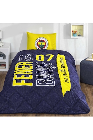 Taç Lisanslı Fenerbahçe Şanslı Kanarya Yorgan Seti Tek Kişilik Yastık Hediyeli Çok Renkli