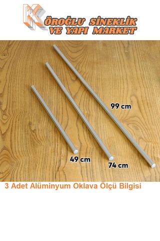 3lü Masterchef Alüminyum Paslanmaz 100-75-50 Cm Metal Oklava Set
