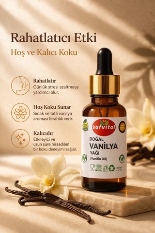 Safvital Vanilya Yağı 20 Ml Aromatik Bakım Yağı Cilt Saç Ve Aromaterapi İçin Kalıcı Hoş Koku