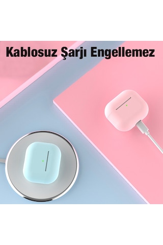 Ally Apple Uyumlu AirPods 3 için Ultra İnce Koruma Silikon Kulaklık Kılıfı Mavi