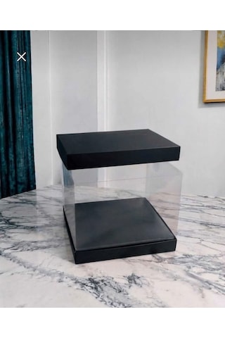 Asetat Gelin Damat Çeyiz Bohça Kutusu Siyah Şeffaf Katlanabilir Demonte Büyük Boy 33 33 40cm 1adet