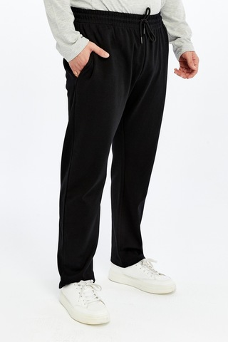 Defys Erkek Beli Lastikli Düz Paça Cepli Regular Fit Pantolon Siyah