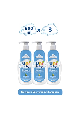 Uni Baby Newborn Yenidoğan Saç ve Vücut Şampuanı 500 Ml 3'lü
