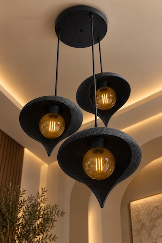 Beton Görünümlü 3'lü Su Damlası Sarkıt Avize Modern Bohem Salon Yemek Masası 3 Rustik Led Ampul Hediyeli Siyah Beton Görünümlü 3'lü Su Damlası Sarkıt Avize Modern Bohem Salon Yemek Masası 3 Rustik Led Ampul Hediyeli Siyah