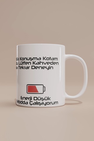 Konuşma Kotası Dolu Kupa Bardak Beyaz