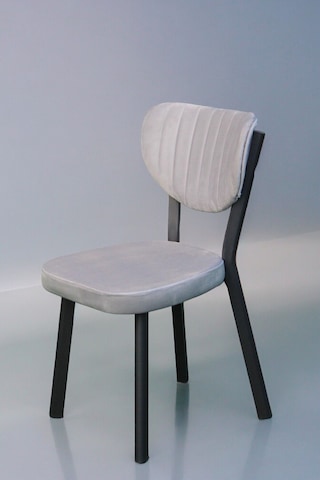 Rita Serisi, 6 Adet Gri Renk Elma Model Mutfak Sandalyesi, Yemek Sandalyesi Siyah Metal Ayak