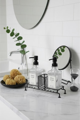 2 Li Cam Ayaklı Sıvı Sabunluk Seti Siyah 500 Ml-gp0537-3 Siyah