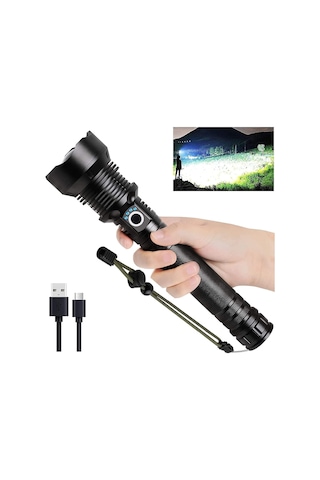 Valkyrie Şarjlı Led Ultra Güçlü El Feneri 2400mah Zoom Darbeye Suya Dayanıklı 1. Kalite Siyah