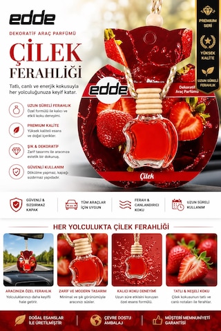 Edde Çilek Kokulu Askılı Apple Araba Araç Oto Kokusu Dikiz Aynası Kokusu 001
