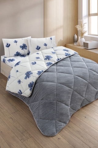 Nordelle Çift Kişilik Wellsoft Yorgan Uyku Seti Gri Mavi