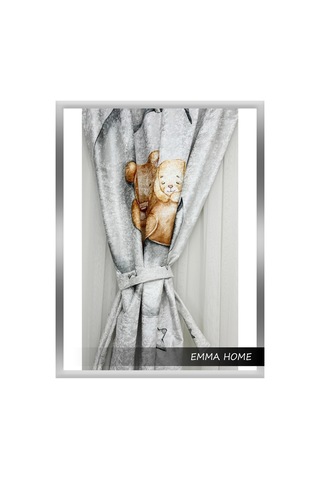 Çocuk Odası Perde Uyuyan Ayıcık Temalı Kaliteli Beyaz 623473075
