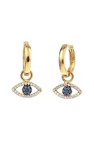 Masaliko Göz Gümüş Küpe - 025 Ayar Gümüş Küpe, Zarif, Altın Kaplama Altın