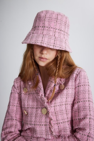 Holly Lolly Tüvit Kumaş Logolu Bucket Tweed Şapka Pembe