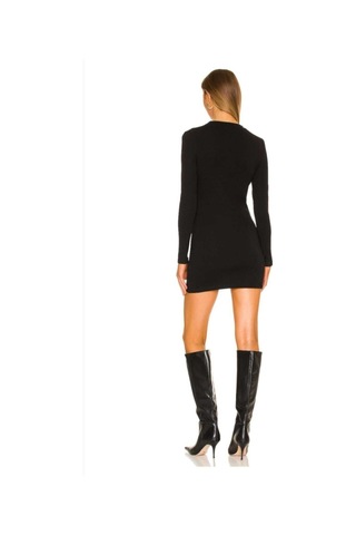 Unika Boutique Kadın Bisiklet Yaka Mini Elbise Siyah