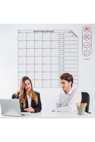 Aylık Planlayıcı Manyetik Duvar Stickerı Takvim Plan Çizelgesi Timya/go1395 204617 Siyah
