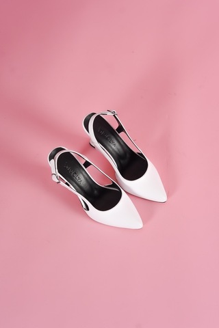 Duck Beyaz Yanları Açık Topuklu Ayakkabı