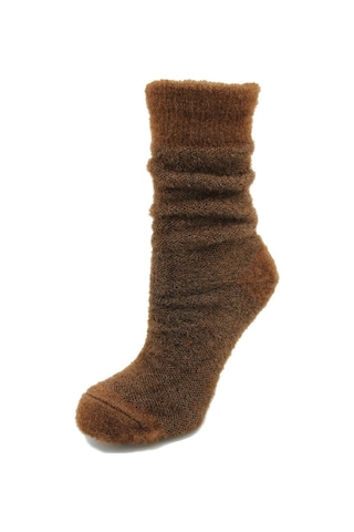 Tüylü Kahverengi Kalın Kışlık Kadın Çorap Kahve