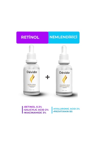 Retinol + Nemlendirici Serum 2 Li Set Alın Çizgisi Göz Çevresi