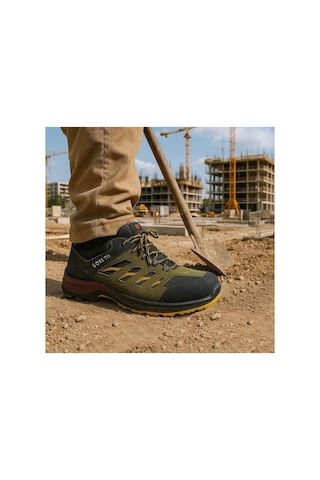 Stone Foot İş Güvenliği Ayakkabısı, Çift Yoğunluklu Taban, Anti-slip Kaymaz, Şok Emici, Süet Haki 40 Numara