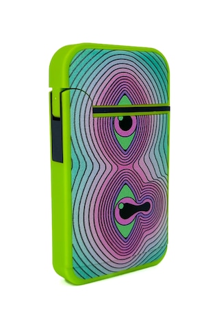 Zengaz Cool Tasarım Jet Alev Çakmak - Trippy Melting Eye Yeşil