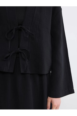 Lc Waikiki Siyah Şal Yaka Oversize Kadın Kimono