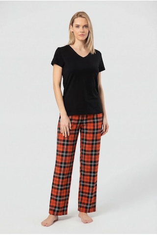 Türen Kadın Ekoseli Pijama Takımı T3618/turuncu 2 Çok renkli