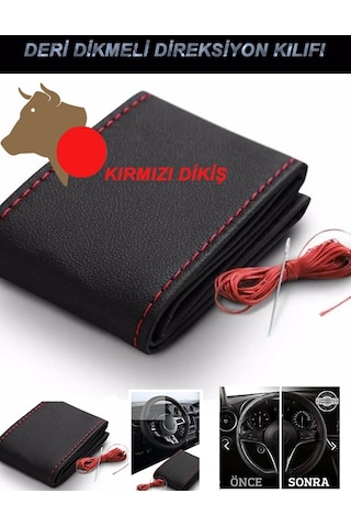 Honda Civic 2006-2011 Deri Direksiyon Kılıfı Dikmeli Kırmızı Dikişli Diğer