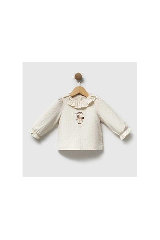 Ministok Charlotte Carousel Nakışlı Triko Hırka, Blüz, Şortlu 3'lü Kız Beb Bej